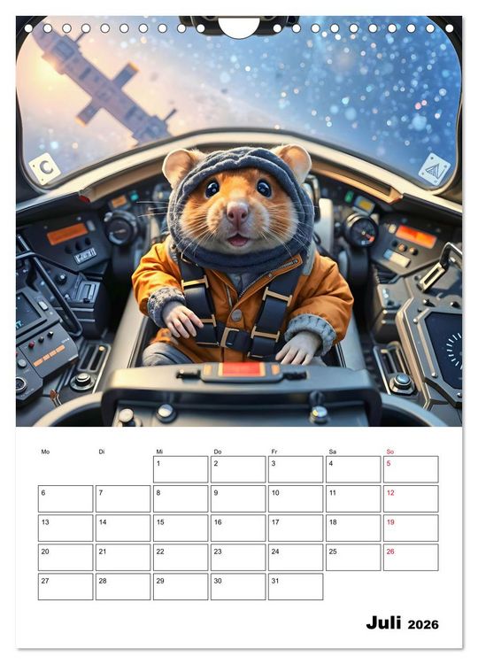 Produktbild: Space Hamster - Mit KI Hamster Astronauten im Weltall (Wandkalender 2026 DIN A4 hoch), CALVENDO Monatskalender