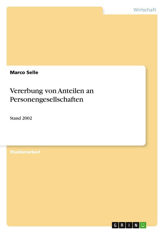 Produktbild: Vererbung von Anteilen an Personengesellschaften