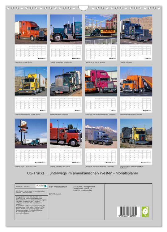 Produktbild: US-Trucks ... unterwegs im amerikanischen Westen - Monatsplaner (Wandkalender 2026 DIN A3 hoch), CALVENDO Monatskalender
