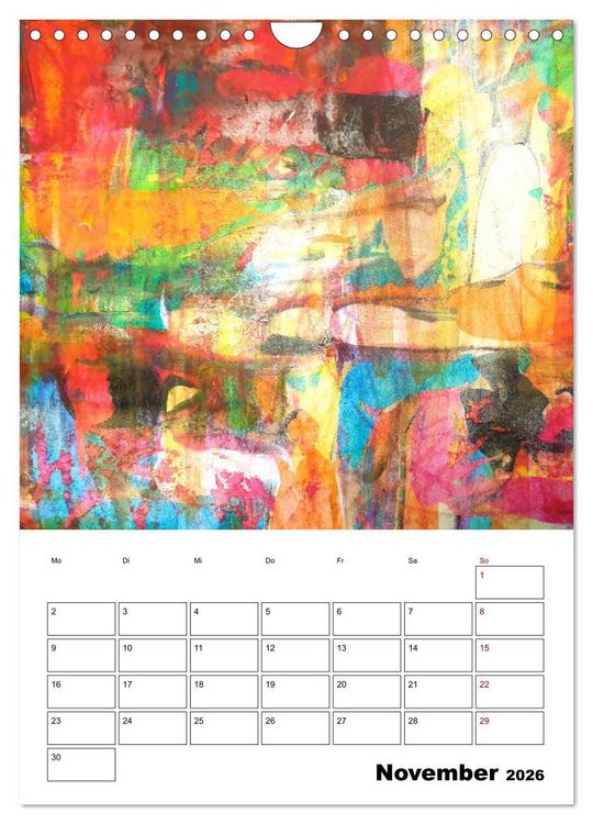 Produktbild: Ungeb&auml;ndigt frei - Abstrakte Malerei - dynamische Linien in leuchtenden Farbr&auml;umen (Wandkalender 2026 DIN A4 hoch), CALVENDO Monatskalender