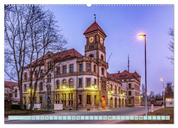 Produktbild: Chemnitz zur blauen Stunde (hochwertiger Premium Wandkalender 2026 DIN A2 quer), Kunstdruck in Hochglanz