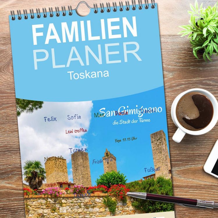Produktbild: Familienplaner 2026 - San Gimignano, die Stadt der T&uuml;rme mit 5 Spalten (Wandkalender, 21 x 45 cm) CALVENDO
