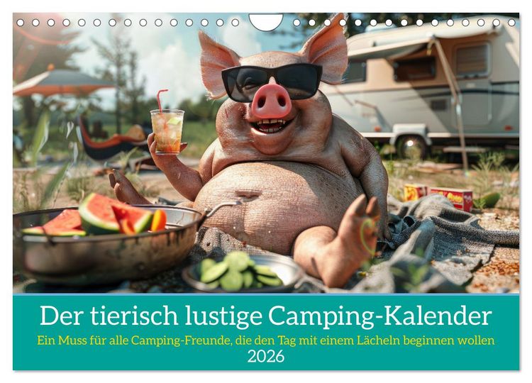 Produktbild: Der tierisch lustige Camping-Kalender (Wandkalender 2026 DIN A4 quer), CALVENDO Monatskalender