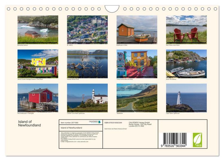 Produktbild: Island of Newfoundland (Wall Calendar 2026 DIN A4 landscape), CALVENDO 12 Month Wall Calendar