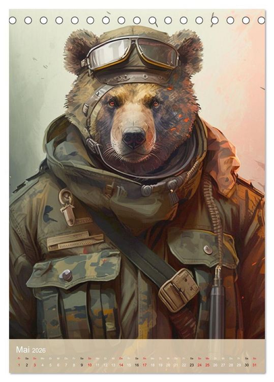 Produktbild: Tierische Krieger. Pelzige Soldaten im aktiven Dienst des Milit&auml;rs (Tischkalender 2026 DIN A5 hoch), CALVENDO Monatskalender