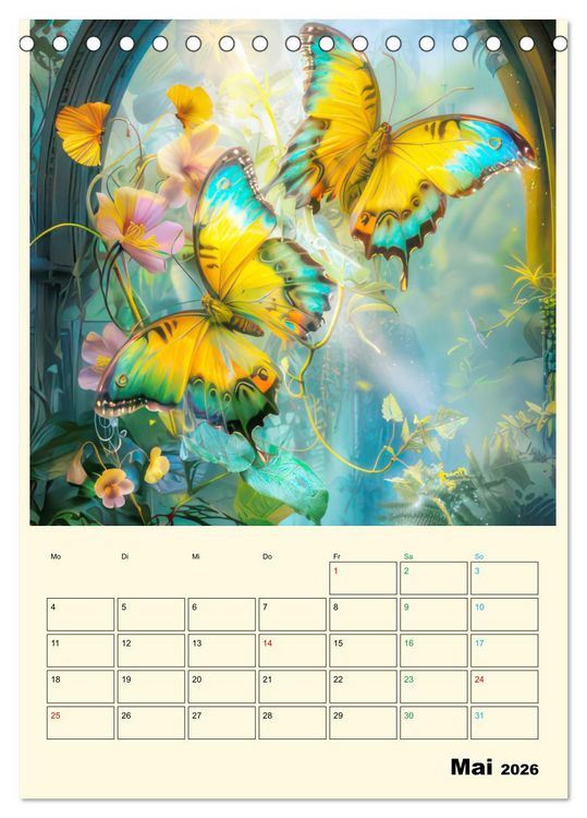 Produktbild: Schmetterlinge der Fantasie entsprungen - Planer (Tischkalender 2026 DIN A5 hoch), CALVENDO Monatskalender