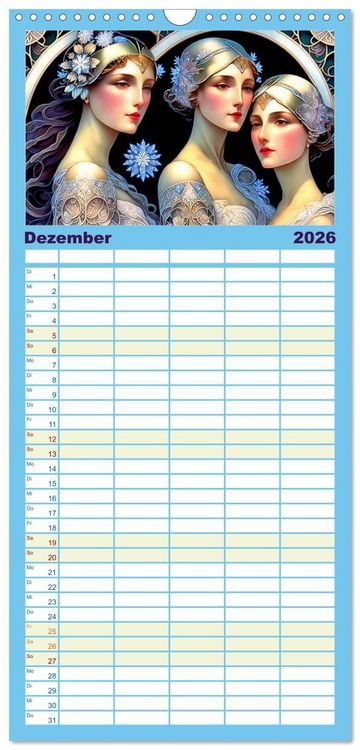 Produktbild: Familienplaner 2026 - Art Deco Freundinnen mit 5 Spalten (Wandkalender, 21 x 45 cm) CALVENDO
