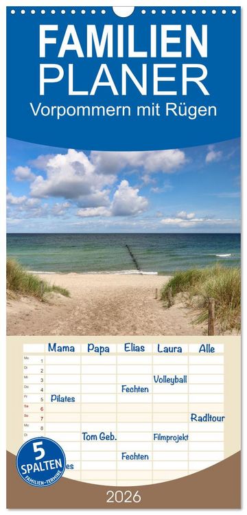 Produktbild: Familienplaner 2026 - Vorpommern mit R&uuml;gen mit 5 Spalten (Wandkalender, 21 x 45 cm) CALVENDO