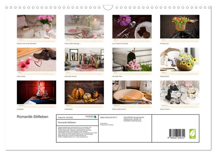 Produktbild: Romantik-Stillleben (Wandkalender 2026 DIN A3 quer), CALVENDO Monatskalender