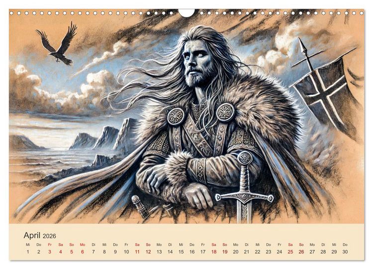 Produktbild: Die Wikingerzeit - Helden, K&ouml;nige und Entdeckungen (Wandkalender 2026 DIN A3 quer), CALVENDO Monatskalender