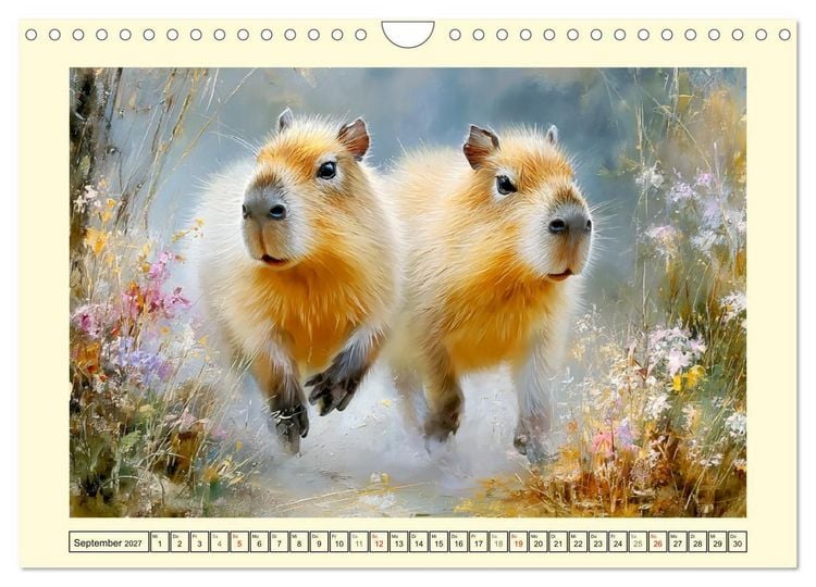Produktbild: Capybaras. Zarte Momente zwischen Wasser und Wiesen (Wandkalender 2027 DIN A4 quer), CALVENDO Monatskalender