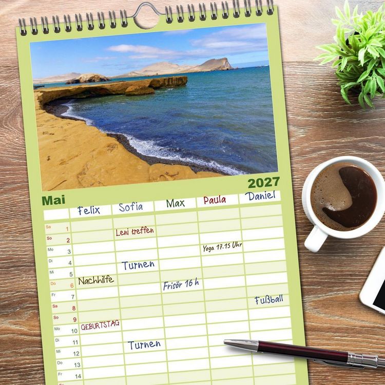 Produktbild: Familienplaner 2027 - Bekanntes und Unbekanntes Peru mit 5 Spalten (Wandkalender, 21 x 45 cm) CALVENDO