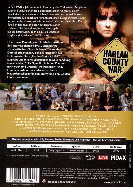 Produktbild: Zeit der Gerechtigkeit (Harlan County War) / Mitrei&szlig;endes Filmdrama nach wahren Begebenheiten mit Starbesetzung (Pidax Historien-Klassiker)