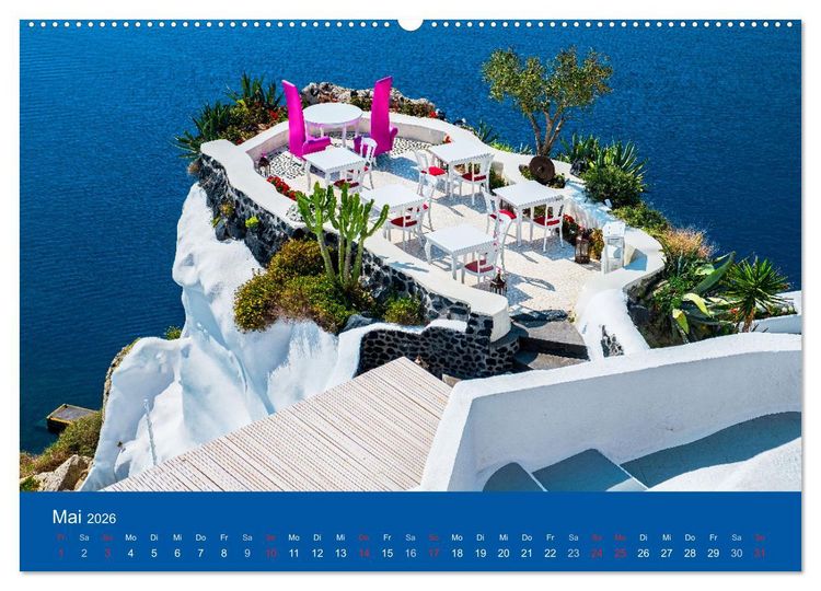 Produktbild: Santorin - eine Insel zum Tr&auml;umen (hochwertiger Premium Wandkalender 2026 DIN A2 quer), Kunstdruck in Hochglanz