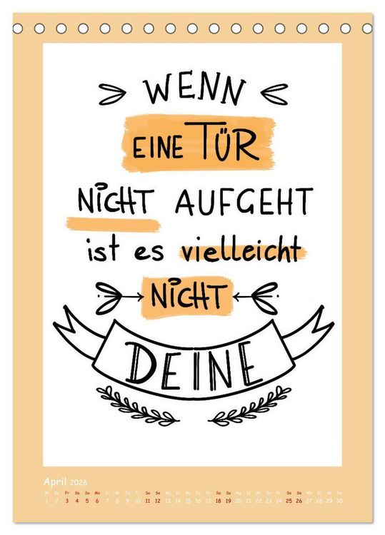 Produktbild: Nachgedacht-Spr&uuml;che und Zitate (Tischkalender 2026 DIN A5 hoch), CALVENDO Monatskalender