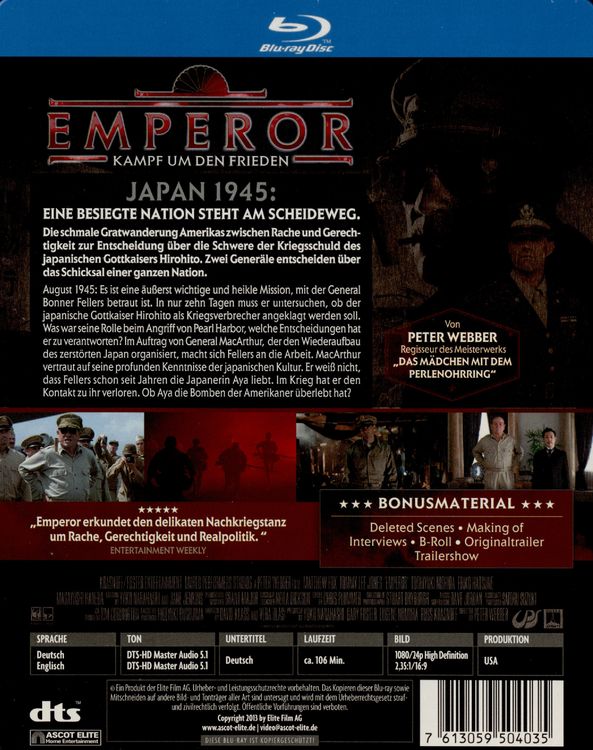 Produktbild: Emperor - Kampf um den Frieden - Steelbook