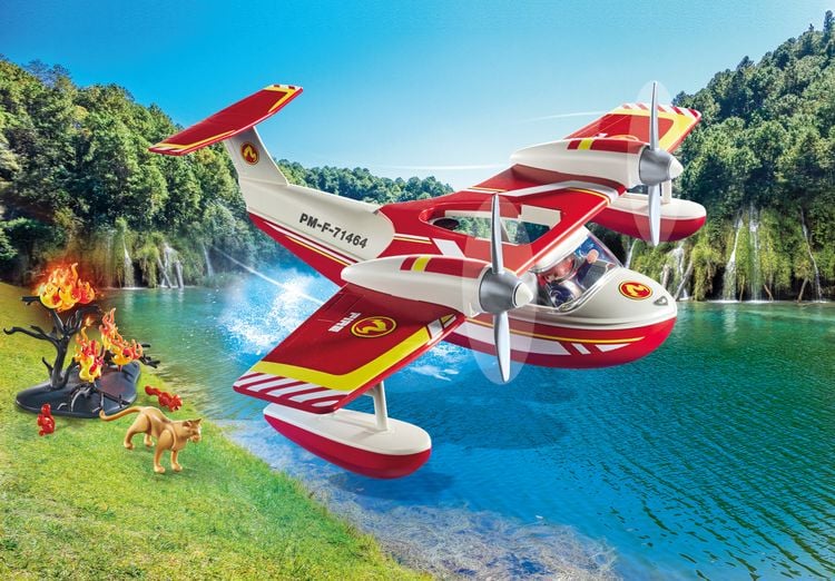 Produktbild: PLAYMOBIL 71463 Feuerwehrflugzeug mit L&ouml;schfunktion