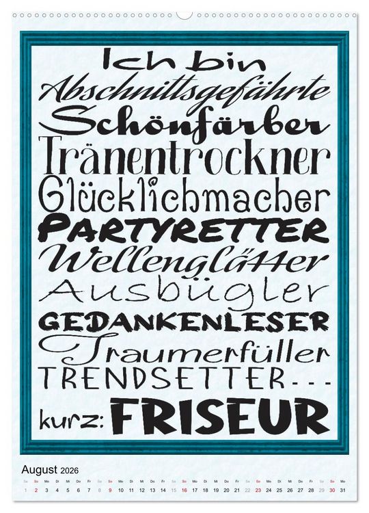 Produktbild: Friseur-Spr&uuml;che (Wandkalender 2026 DIN A2 hoch), CALVENDO Monatskalender