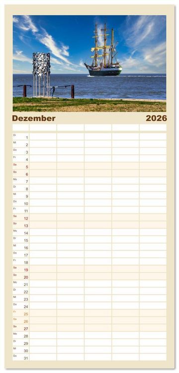 Produktbild: Familienplaner 2026 - Die malerische Elbe mit 5 Spalten (Wandkalender, 21 x 45 cm) CALVENDO