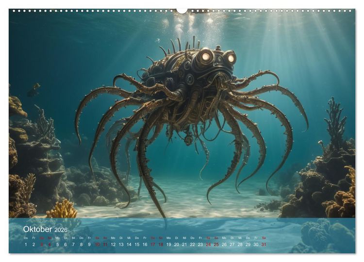 Produktbild: Steampunk - Unterwasser Roboter (Wandkalender 2026 DIN A2 quer), CALVENDO Monatskalender