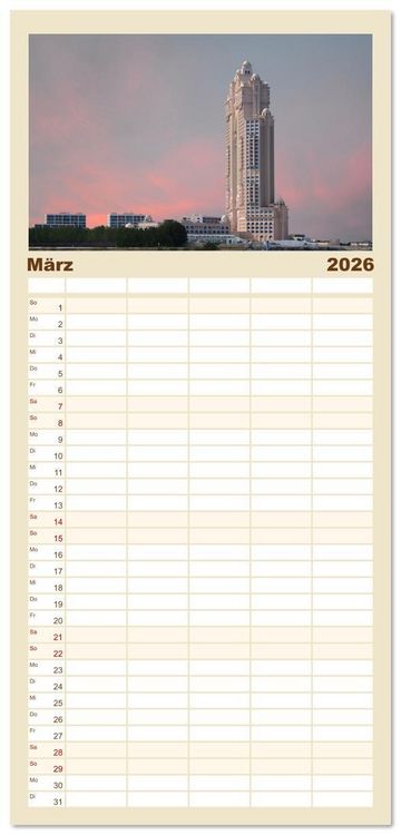 Produktbild: Familienplaner 2026 - Abu Dhabi, eine Stadt der Zukunft. mit 5 Spalten (Wandkalender, 21 x 45 cm) CALVENDO