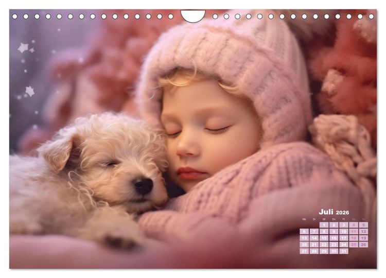 Produktbild: Kleine Schlummerparade: Babys und ihre kuscheligen Tierfreunde (Wandkalender 2026 DIN A4 quer), CALVENDO Monatskalender