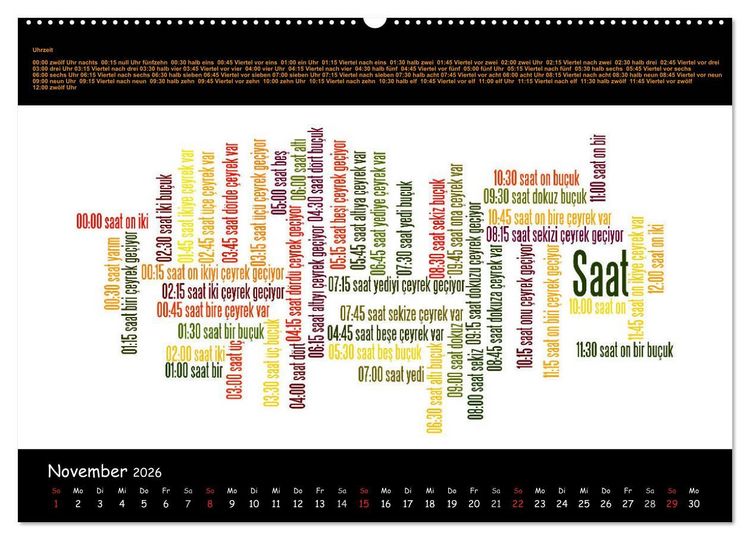 Produktbild: Sprachkalender T&uuml;rkisch-Deutsch (hochwertiger Premium Wandkalender 2026 DIN A2 quer), Kunstdruck in Hochglanz