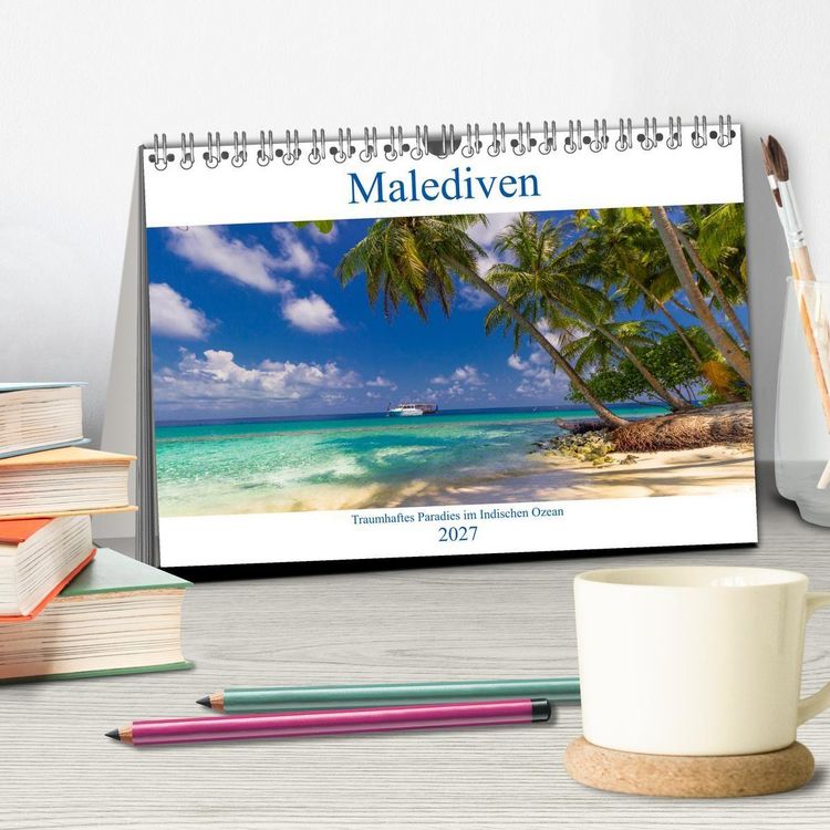 Produktbild: Malediven - Traumhaftes Paradies im Indischen Ozean (Tischkalender 2027 DIN A5 quer), CALVENDO Monatskalender