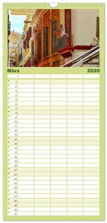 Produktbild: Familienplaner 2026 - Andalusien, blaues Meer und historische Bauwerke mit 5 Spalten (Wandkalender, 21 x 45 cm) CALVENDO