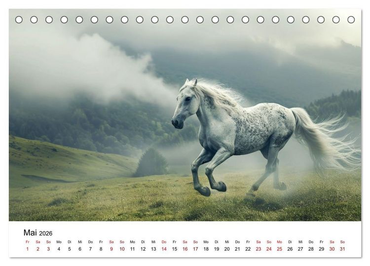 Produktbild: Wilde M&auml;hnen: Ein Jahr mit Pferden (Tischkalender 2026 DIN A5 quer), CALVENDO Monatskalender