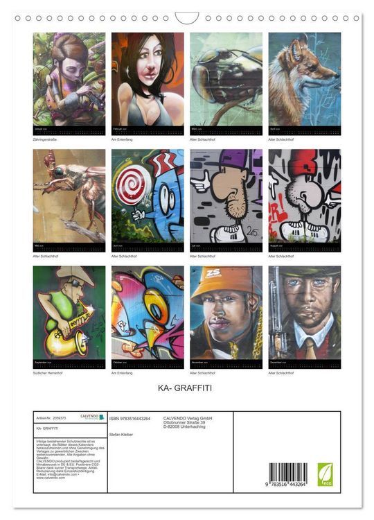 Produktbild: KA- GRAFFITI (Wandkalender 2026 DIN A3 hoch), CALVENDO Monatskalender