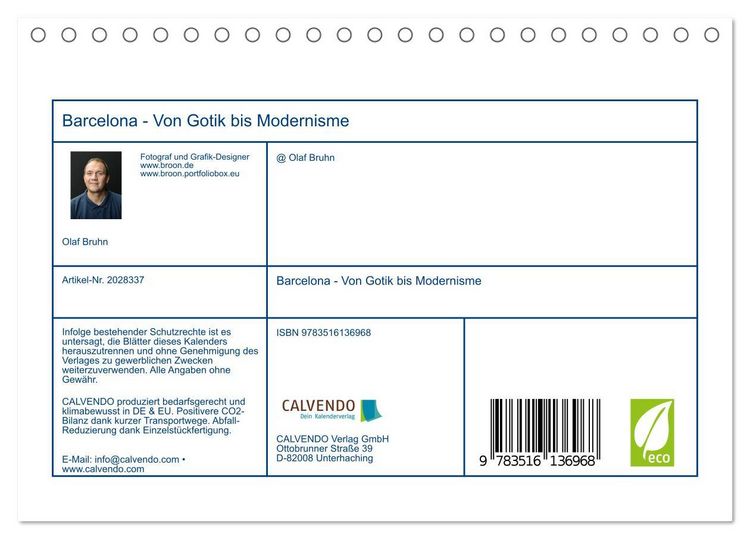 Produktbild: Barcelona - Von Gotik bis Modernisme (Tischkalender 2026 DIN A5 quer), CALVENDO Monatskalender