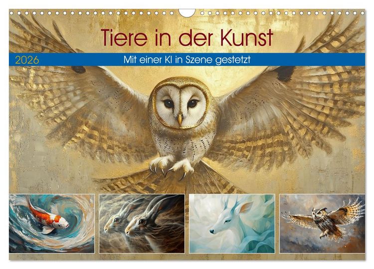 Produktbild: Tiere in der Kunst (Wandkalender 2026 DIN A3 quer), CALVENDO Monatskalender
