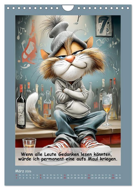 Produktbild: Kratzige Kerle. Trockener Katzenhumor vom Feinsten (Wandkalender 2026 DIN A4 hoch), CALVENDO Monatskalender