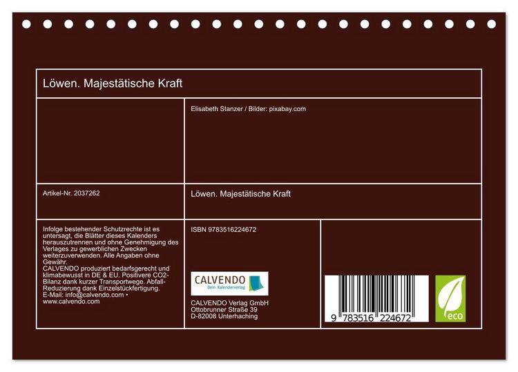Produktbild: L&ouml;wen. Majest&auml;tische Kraft (Tischkalender 2026 DIN A5 quer), CALVENDO Monatskalender