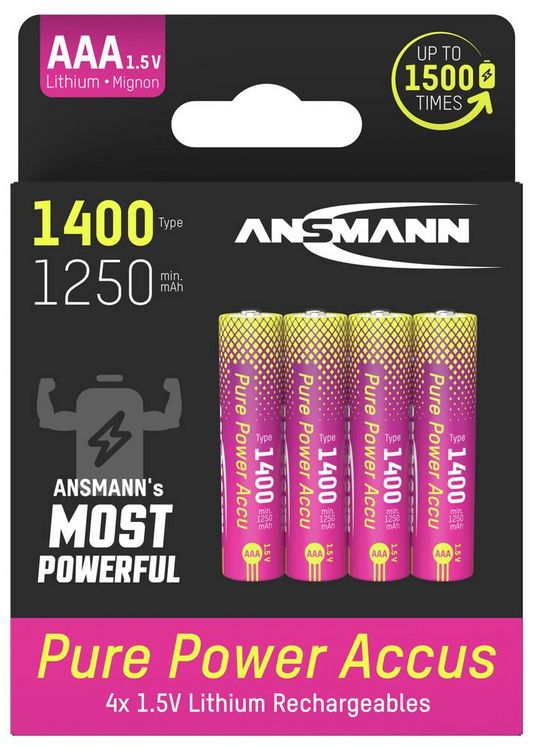 Produktbild: Ansmann Li-Ion Akku Micro AAA Typ 1400 (min. 1250 mAh) Akku-Set Li-Ion 1250 mAh 1.5 V 1 St.