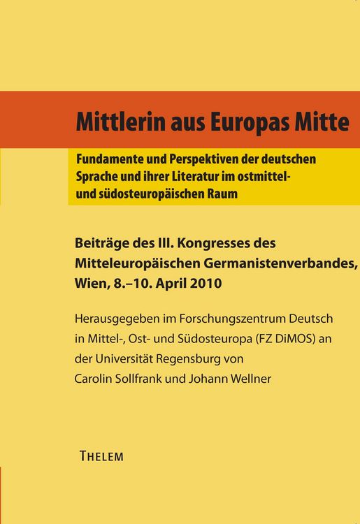 Produktbild: Tagungsband zur dritten Tagung des Mitteleurop&auml;ischen Germanistenverbandes