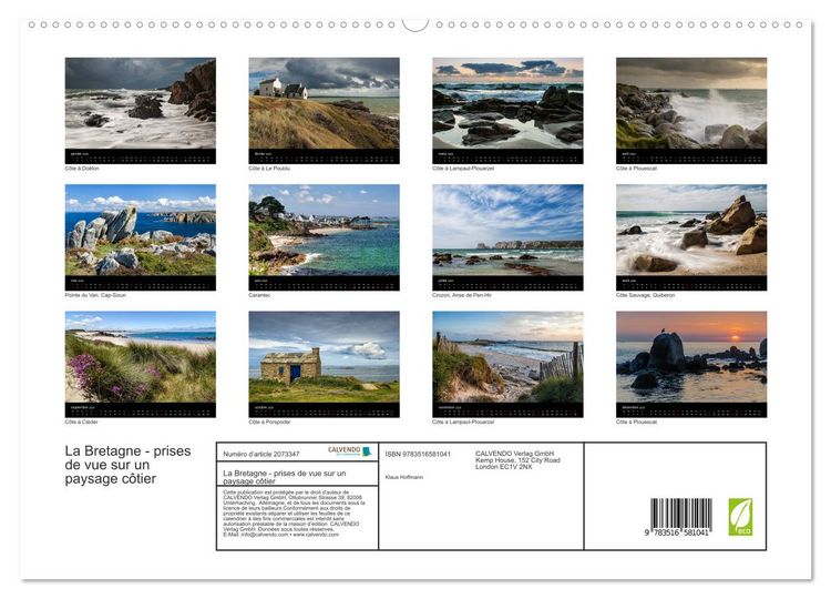 Produktbild: La Bretagne - prises de vue sur un paysage c&ocirc;tier (Calendrier mural 2026 DIN A2 vertical) calendrier de bureau