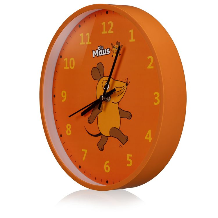 Produktbild: Bresser 12090 - DieMaus Kinder-Wanduhr Maus, orange, 25 cm