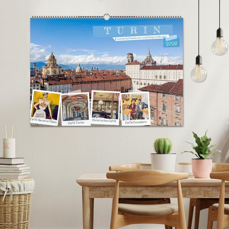 Produktbild: Turin - Zwischen Kaffeeh&auml;usern und K&ouml;nigsschl&ouml;ssern (Wandkalender 2026 DIN A2 quer), CALVENDO Monatskalender