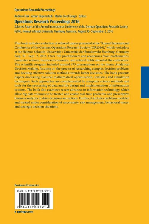 Produktbild: Operations Research Proceedings 2016