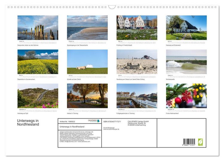 Produktbild: Unterwegs in Nordfriesland (Wandkalender 2026 DIN A2 quer), CALVENDO Monatskalender