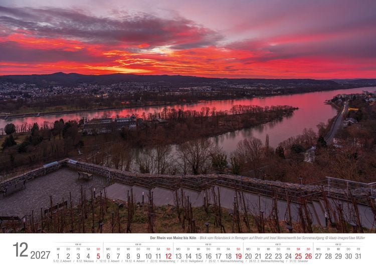 Produktbild: Der Rhein von Mainz bis K&ouml;ln 2027 Bildkalender A3 Spiralbindung
