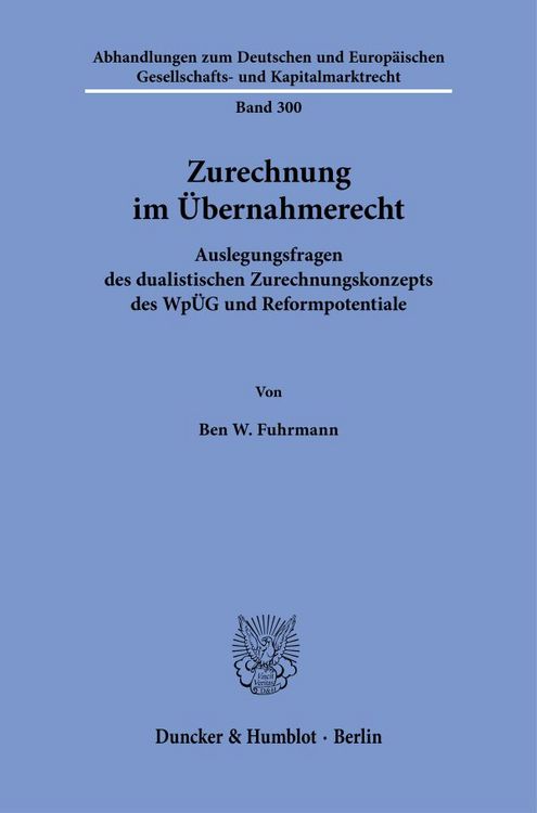 Produktbild: Zurechnung im &Uuml;bernahmerecht