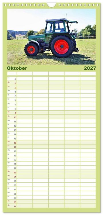 Produktbild: Familienplaner 2027 - M&auml;nnerspielzeug Traktor Inspirationen mit 5 Spalten (Wandkalender, 21 x 45 cm) CALVENDO