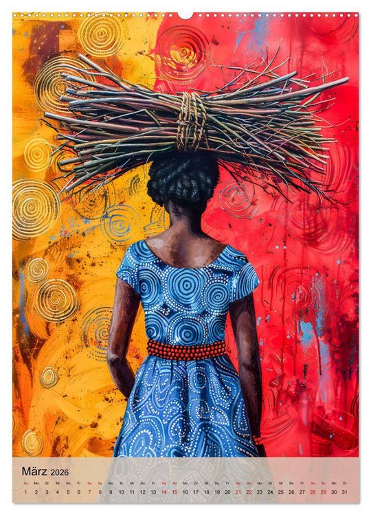 Produktbild: Afrikanische Eleganz - Illustrationen in harmonischen Farben (Wandkalender 2026 DIN A2 hoch), CALVENDO Monatskalender