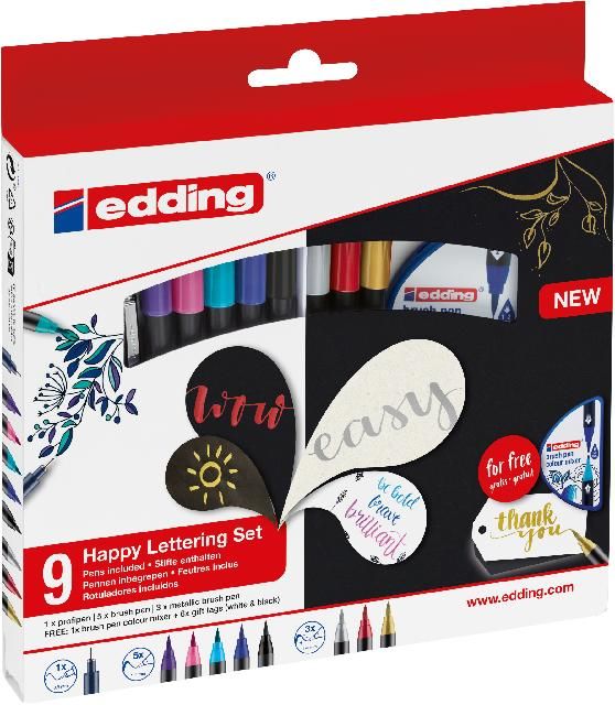 Produktbild: edding 1340 brush pen, Happy Lettering 9er Set