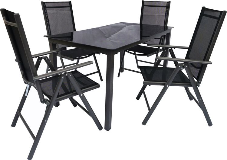 Produktbild: 5 tlg. Alu Gartenset Sitzgruppe Tisch Stühle 140SW