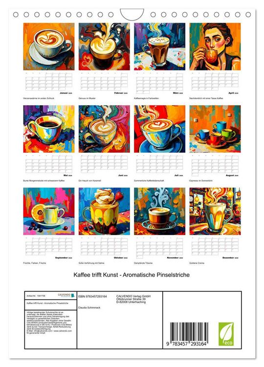 Produktbild: Kaffee trifft Kunst - Aromatische Pinselstriche (Wandkalender 2026 DIN A4 hoch), CALVENDO Monatskalender