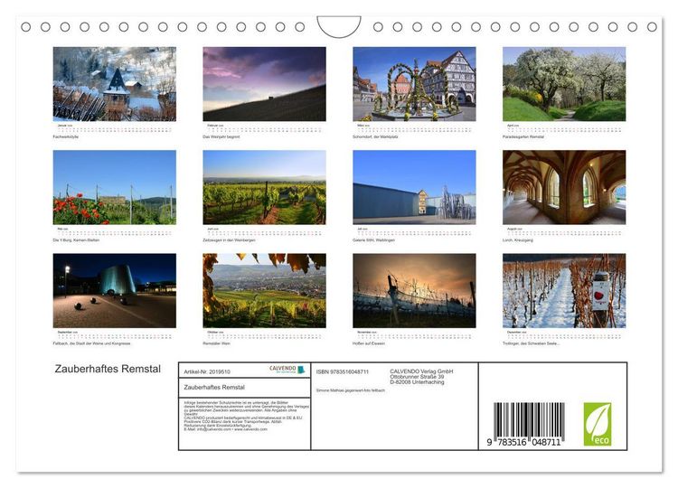 Produktbild: Zauberhaftes Remstal (Wandkalender 2026 DIN A4 quer), CALVENDO Monatskalender